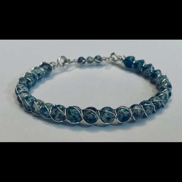 Gorgeous Wire Wrapped Blue Jasper Stone Bracelet - Picture 6 of 6